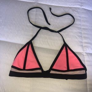 Pink/Black triangle bikini top